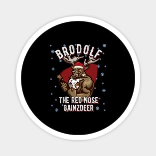 Brodolf red nose gainzdeer Christmas Bodybuilding Magnet